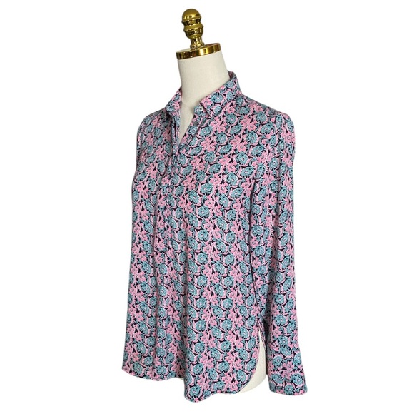 BANANA REPUBLIC Floral Pink and Blue Women's Sheer Popover Top Size XSP - Picture 4 of 6